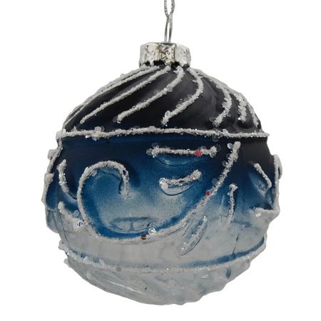 шар MAXIJOY Морозный узор 80мм стекло синий