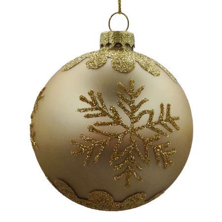 шар MAXIJOY Снежинка 80мм стекло золотой
