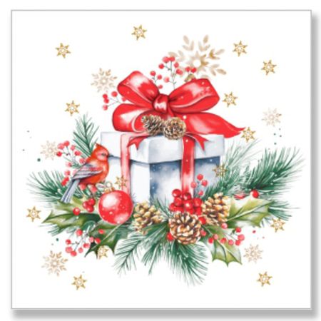 салфетки BOQUET Подарок на Новый год 3-слойные 24х24см 25шт