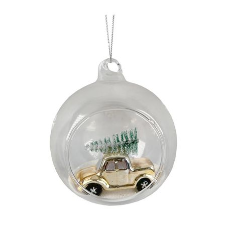 подвеска MAXIJOY Машина в шаре 8,5см стекло золотой
