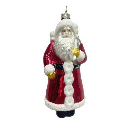 подвеска MAXIJOY Дед мороз 14см стекло красный