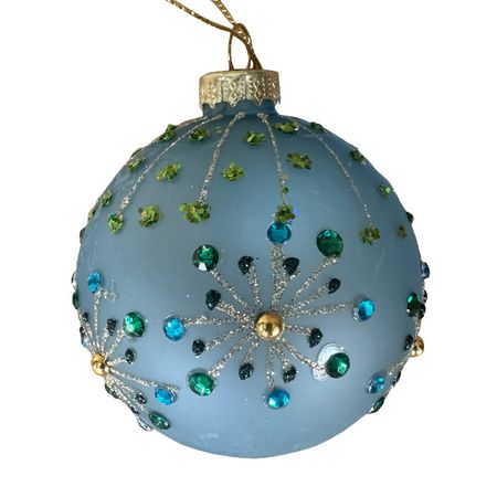 шар MAXIJOY Цветы из камушков 80мм стекло голубой