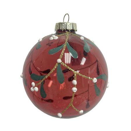 шар MAXIJOY Золотые ветви 80мм стекло красный