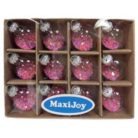 набор шаров MAXIJOY пайетками 12шт 30мм стекло розовый