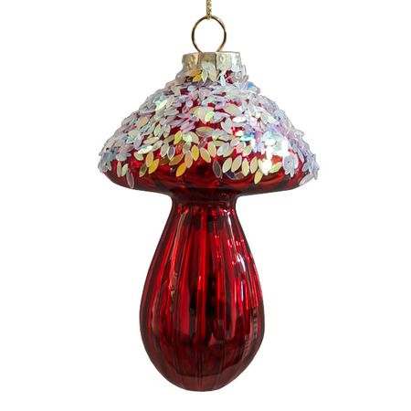 подвеска MAXIJOY Гриб с пайетками 10см стекло красный для творчества lori вышивка пайетками колибри