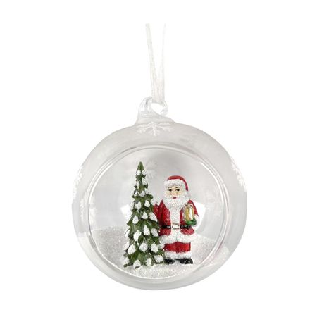 подвеска MAXIJOY Дед Мороз в шаре 8,5см стекло красный