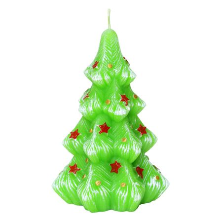 набор свечей Елка со звездами (зеленая) 12х7,6х7,6см