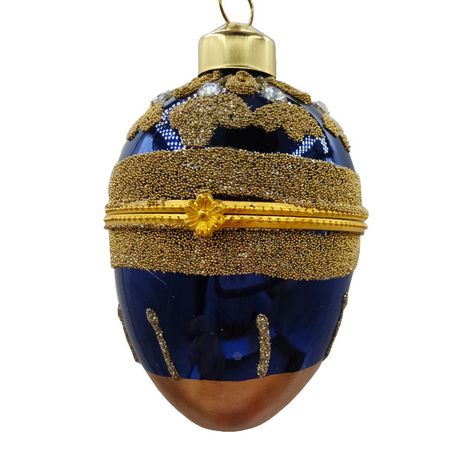 подвеска MAXIJOY Яйцо с замочком 10см стекло синий