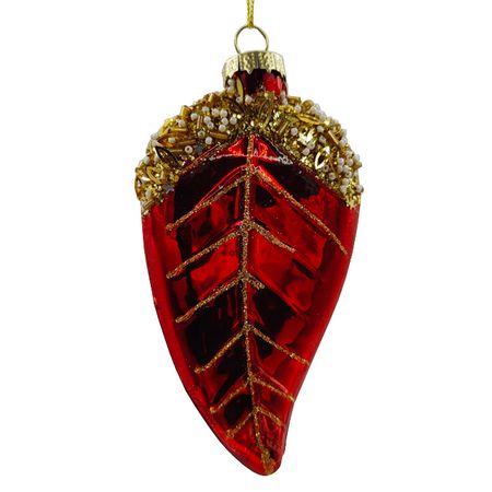 подвеска MAXIJOY Лист 12см стекло красный