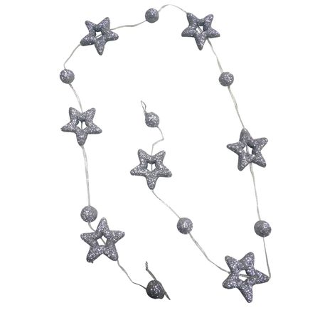гирлянда MAXIJOY Звездочки и шарики 165см пенопласт серебро
