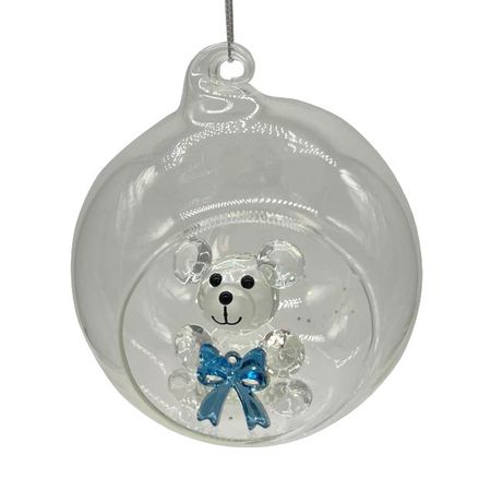 подвеска MAXIJOY Мышка с бантиком 11см стекло прозрачный