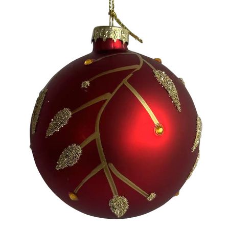 шар MAXIJOY Золотая ветвь 80мм стекло красный