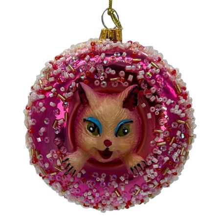 подвеска MAXIJOY Кошка 9,6см розовая стекло