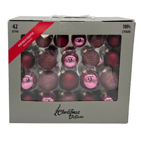 набор шаров новогодних 42шт 50-70мм бордовый стекло папка архивная 35мм а4 work inside 2 кольца бордовый