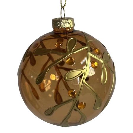 шар MAXIJOY Янтарные ветви 80мм стекло шампань