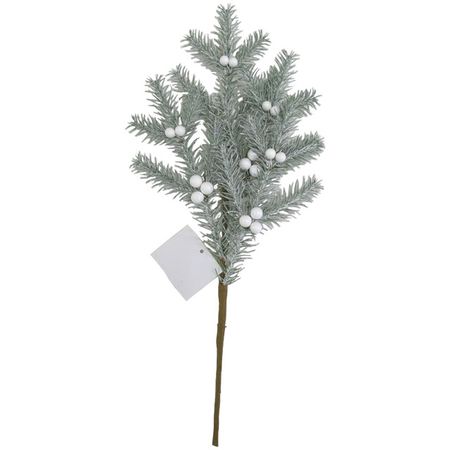 ветка новогодняя MAXIJOY еловая с белыми ягодами 45см