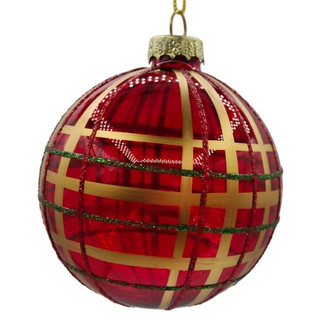 шар MAXIJOY Золотистые линии 80мм стекло красный