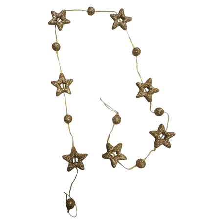 гирлянда MAXIJOY Звездочки и шарики 165см пенопласт золотой