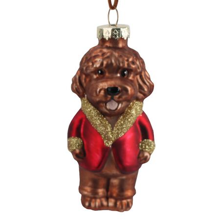подвеска MAXIJOY Собачка в пиджаке 9,8см стекло коричневый