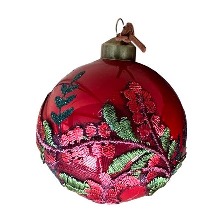 шар MAXIJOY Веточки 80мм стекло красный холст с красками по номерам с поталью веточки хлопка 40 х 40 см