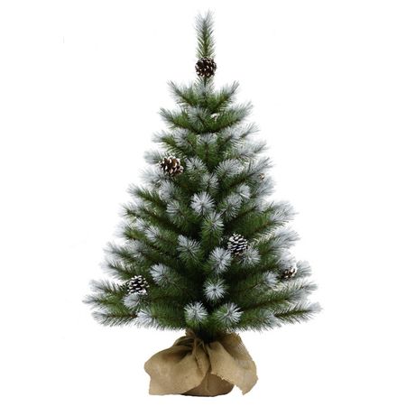 ель Зеленая заснеженная с шишками 90см в мешочке