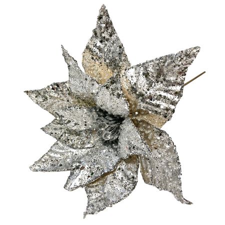 растение искусственное MAXIJOY Пуансеттия 32см серебряный