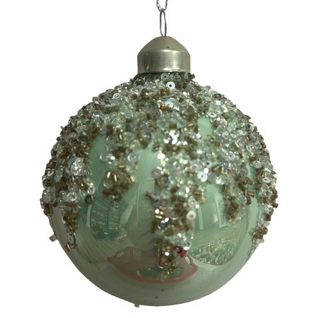 шар MAXIJOY Стразы и бисер 80мм стекло зеленый стразы рисинки на подвесе 180 шт 8 мм молочные