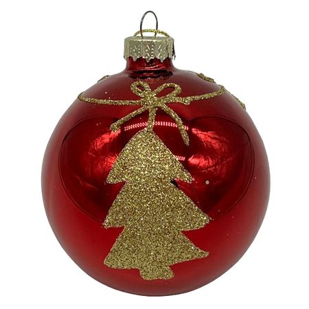 шар MAXIJOY Елочка 80мм стекло красный л с в лесу родилась елочка