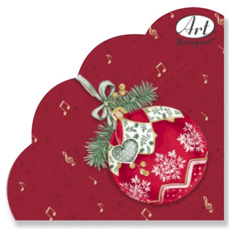 салфетки BOUQUET Rondo Музыкальный шар на бордовом 3-слойные 32см 12шт круглые