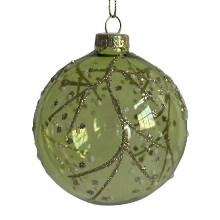 шар MAXIJOY Золотая ветвь 80мм стекло зеленый