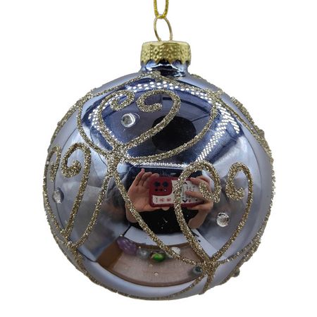 шар MAXIJOY Узоры 80мм стекло синий