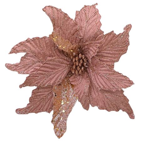 растение искусственное MAXIJOY Пуансеттия 30см розовое золото