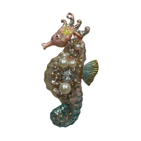 подвеска MAXIJOY Морской конек 13,2см стекло розовый