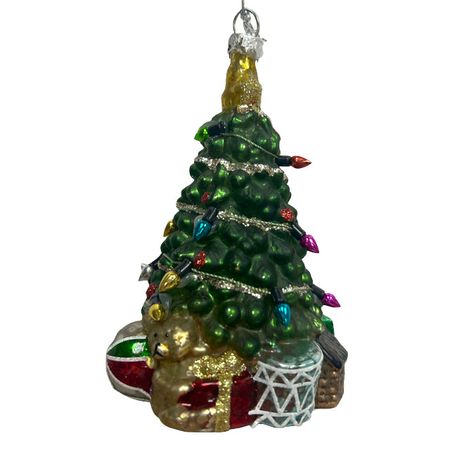 подвеска MAXIJOY Елка с подарками 12,3см стекло зеленый мини плакат снеговичок на мешке с подарками