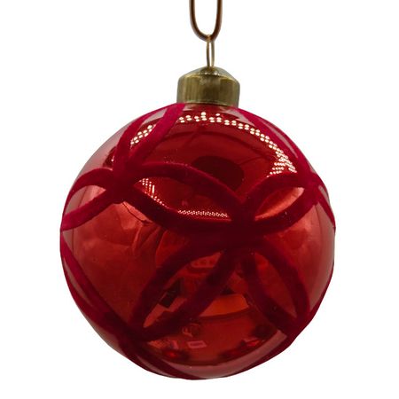 шар MAXIJOY Бархатные узоры 80мм стекло красный