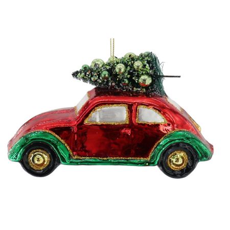 подвеска MAXIJOY Машинка с елкой 9см стекло