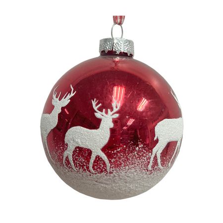шар MAXIJOY Олени 80мм стекло красный