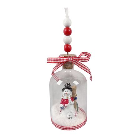 подвеска MAXIJOY Снеговик в колбе 15см стекло белый