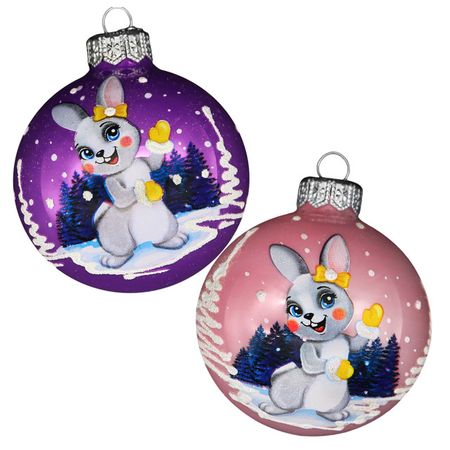 шар 65мм Крольчонок очаровашка стекло