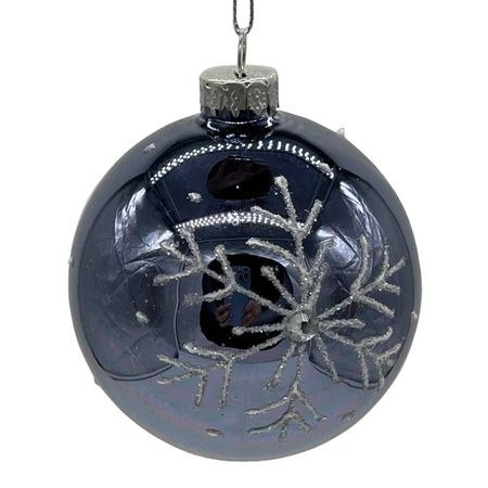 шар MAXIJOY Снежинка 80мм стекло синий