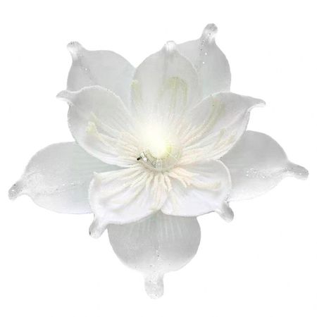 украшение Цветок на клипсе с подсветкой 21х21х18см теплый белый 1 режим 1 элемент питания
