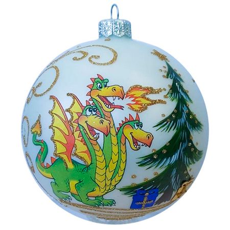 шар 100мм Символ года Змей Горыныч стекло