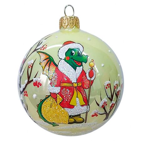 шар 80мм Символ года Дракоша Дед Мороз стекло дракоша тоша изучаем цифры