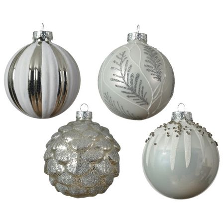 шар 80мм Декоративный стекло бело-серебряный в асс-те декоративный бюст 3d конструктор из картона тесла