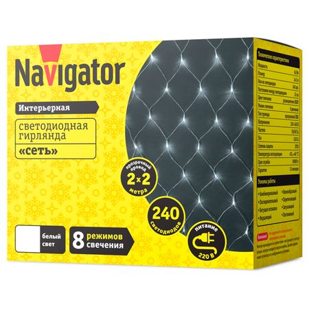 гирлянда NAVIGATOR сеть 2х2м 240 LED белый свет