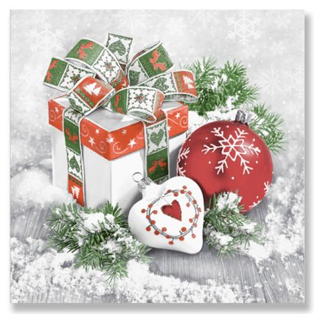 салфетки BOQUET Новогодний натюрморт с шаром 3-слойные 33х33см 20шт