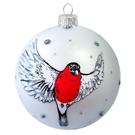 шар 65мм Веселый снегирь стекло