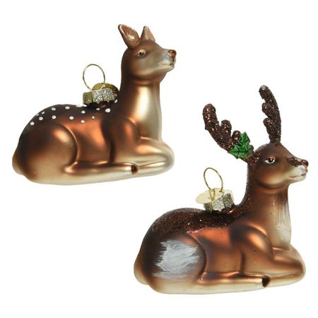 подвеска Олень 11см стекло коричневый в асс-те