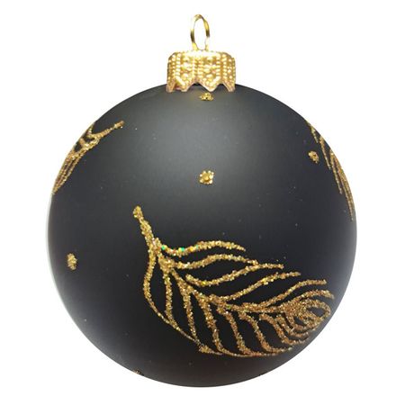 шар 85мм Перо золотое стекло черный муни витчер нина и золотое число