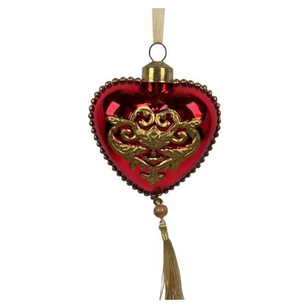 подвеска MAXIJOY Сердце с кисточкой 10см стекло красный